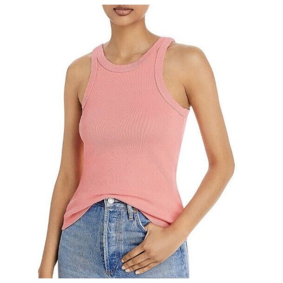 Mother Move It Womens The Chin Ups Tank Size M Coral Ribbed Racer Style Slim Fit - Picture 12 of 13